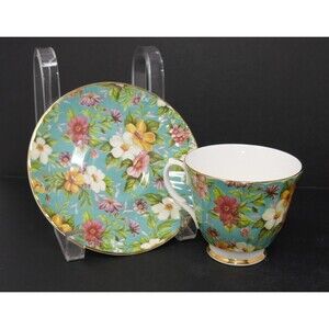 Bethany Fine Bone China Staffordshire England Vintage Floral Cup & Saucer
